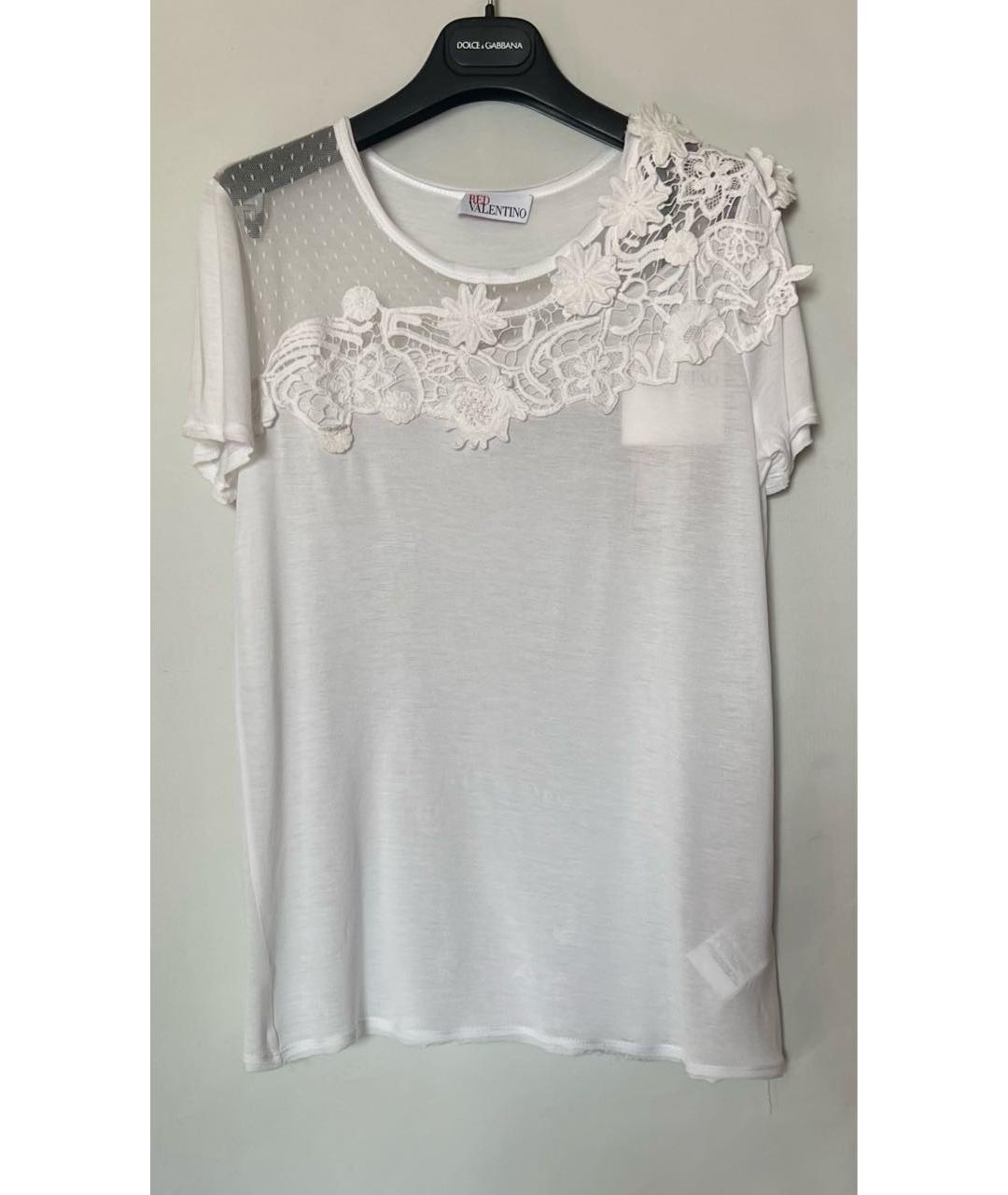 RED VALENTINO Белая хлопковая футболка, фото 6