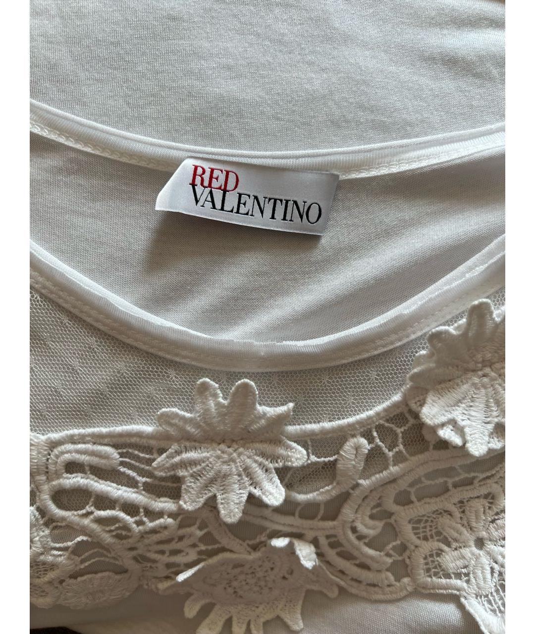 RED VALENTINO Белая хлопковая футболка, фото 3