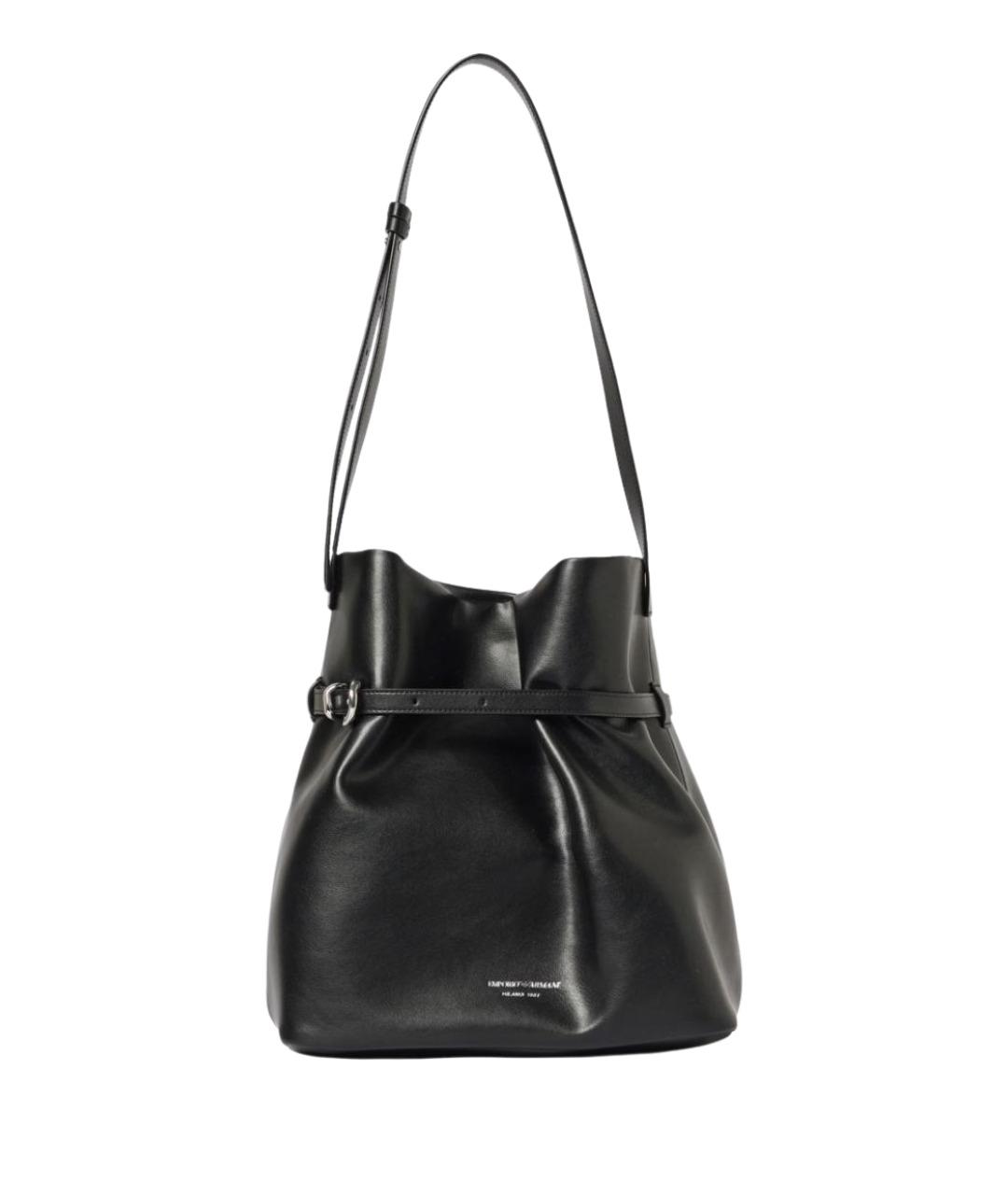EMPORIO ARMANI Черная кожаная сумка через плечо, фото 1