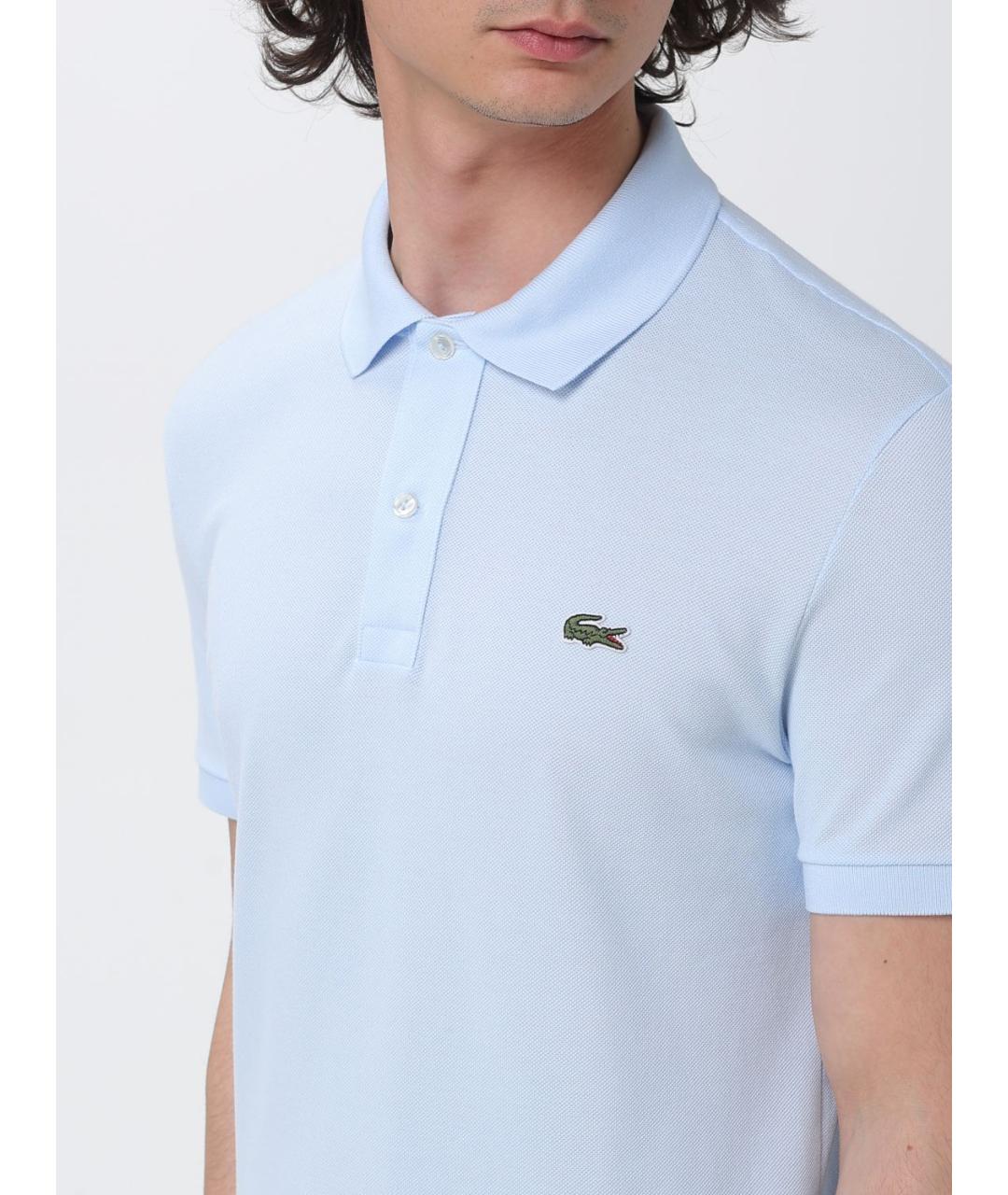 LACOSTE Голубое хлопковое поло с коротким рукавом, фото 3