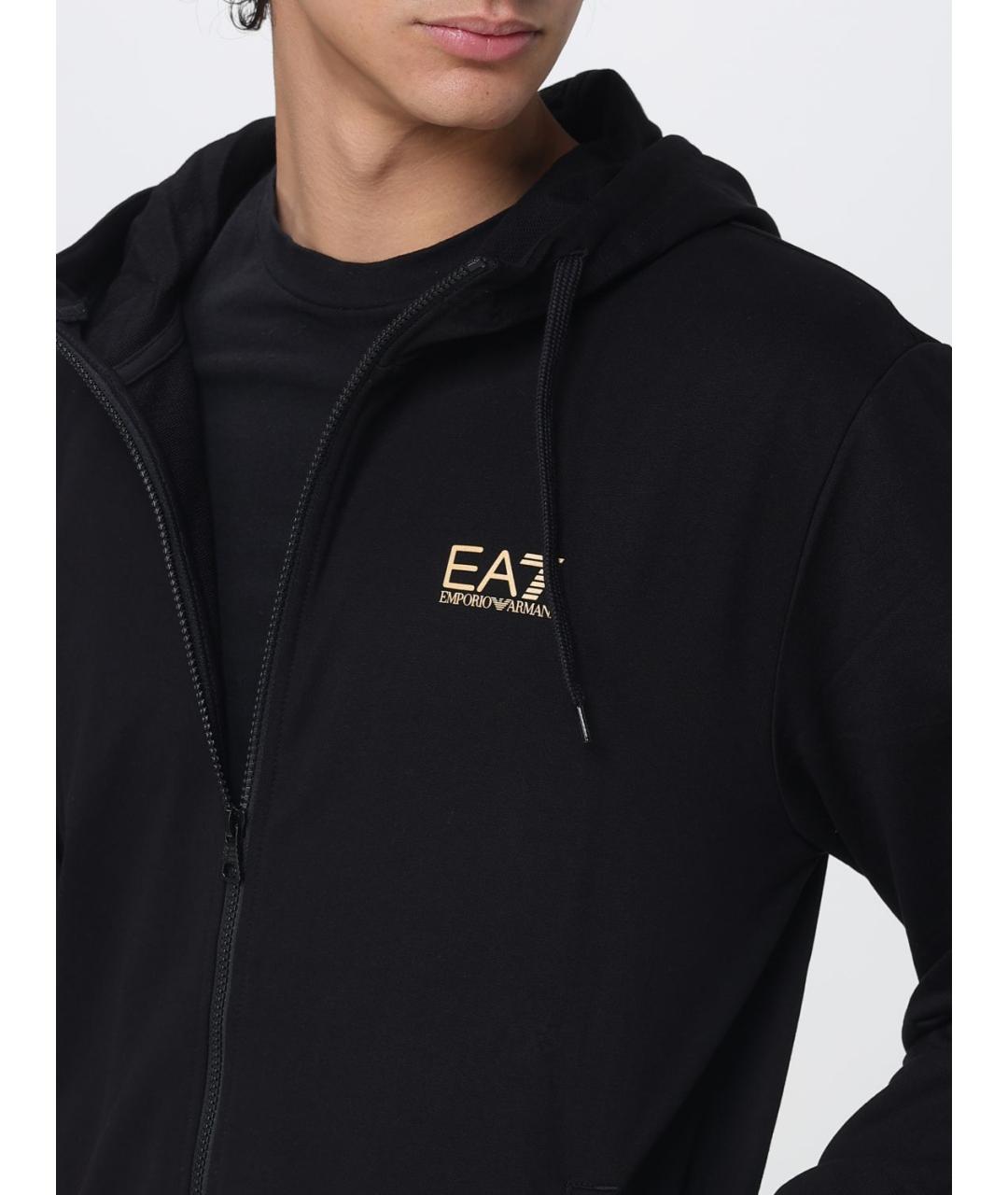 EA7 Черный хлопковый спортивный костюм, фото 5