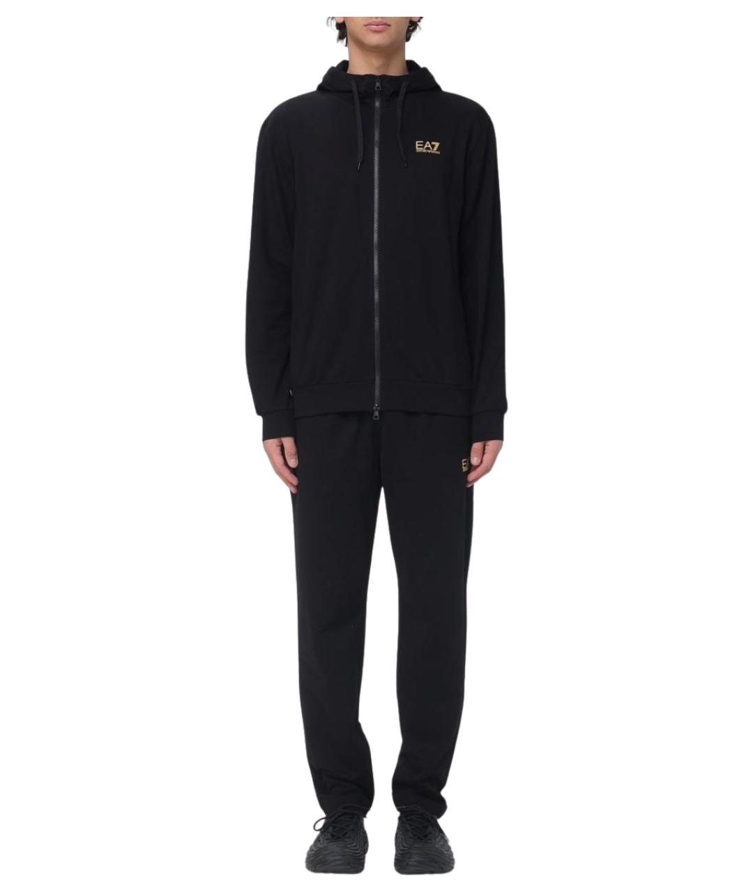 EA7 Черный хлопковый спортивный костюм, фото 1
