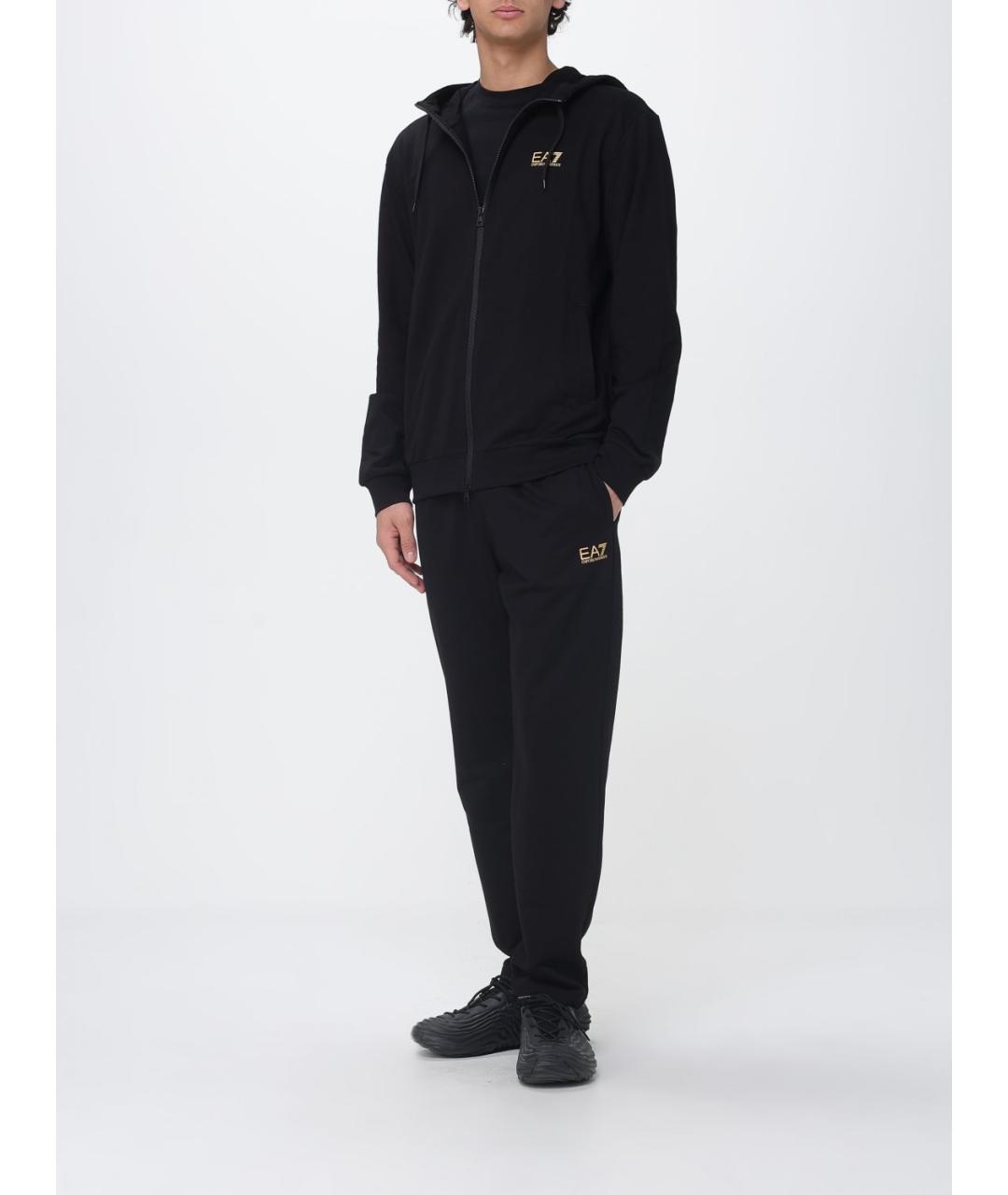 EA7 Черный хлопковый спортивный костюм, фото 2