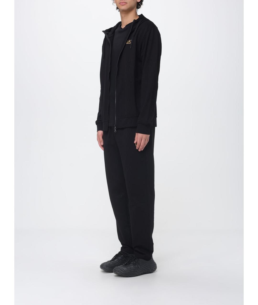 EA7 Черный хлопковый спортивный костюм, фото 4
