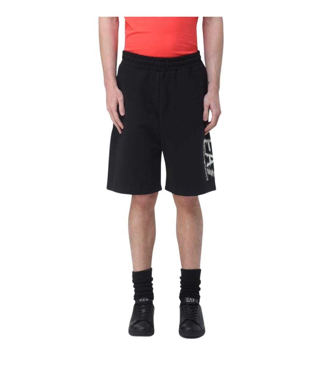 EA7 Черные хлопковые шорты, фото 1