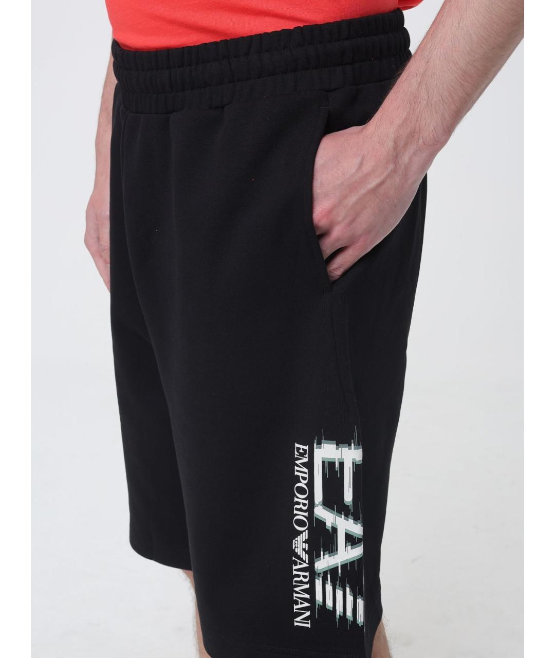 EA7 Черные хлопковые шорты, фото 3