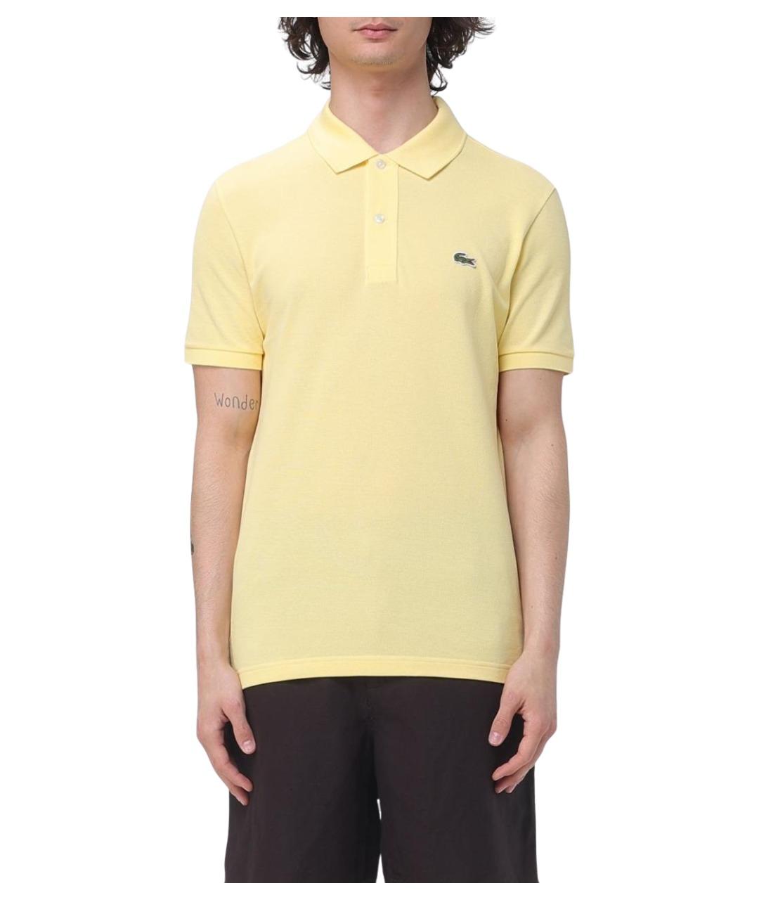 LACOSTE Желтое хлопковое поло с коротким рукавом, фото 1