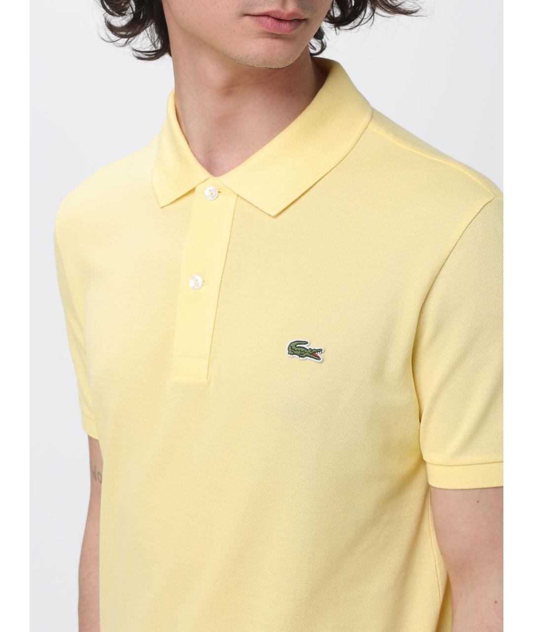 LACOSTE Желтое хлопковое поло с коротким рукавом, фото 3