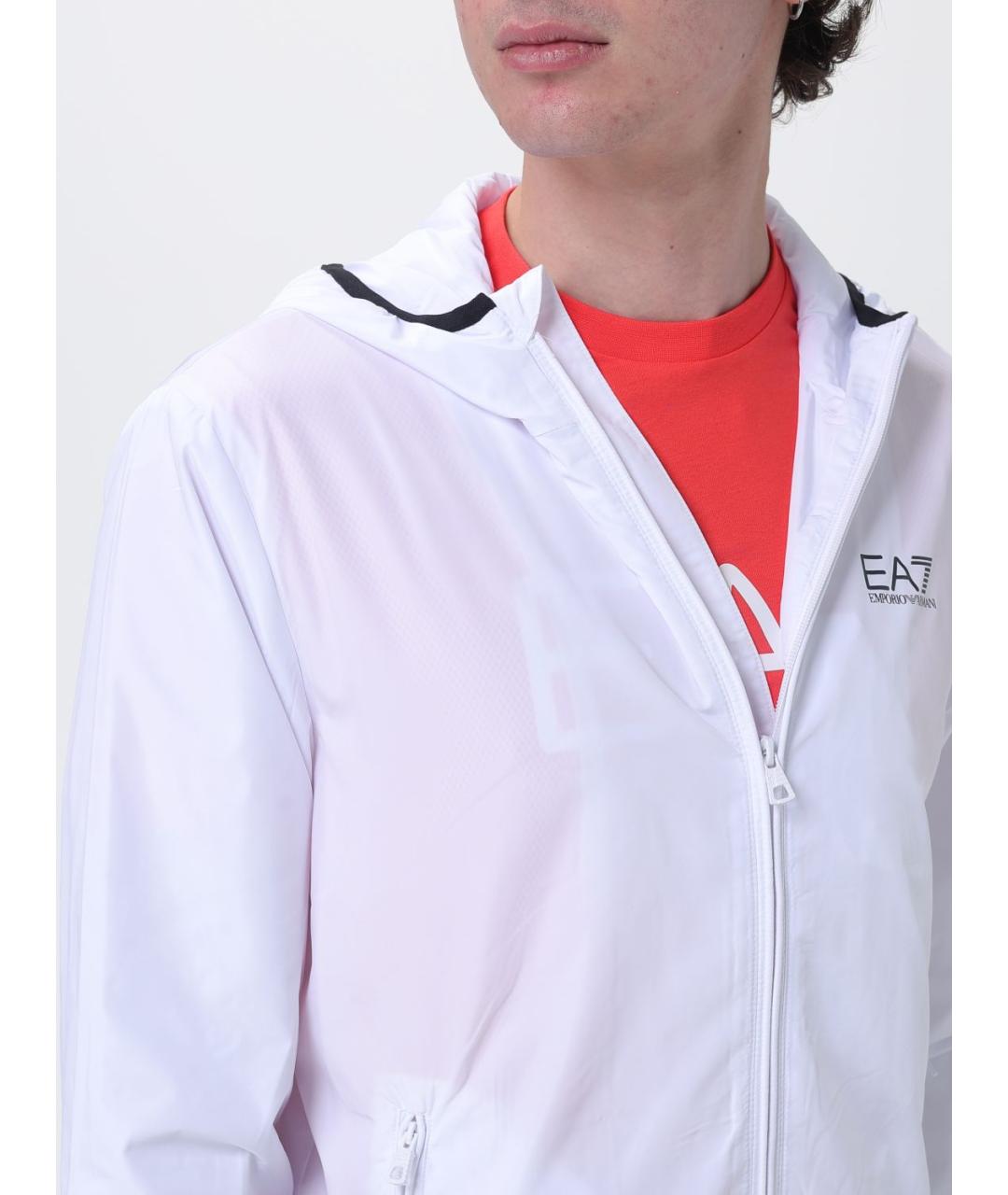 EA7 Белая полиэстеровая куртка, фото 4