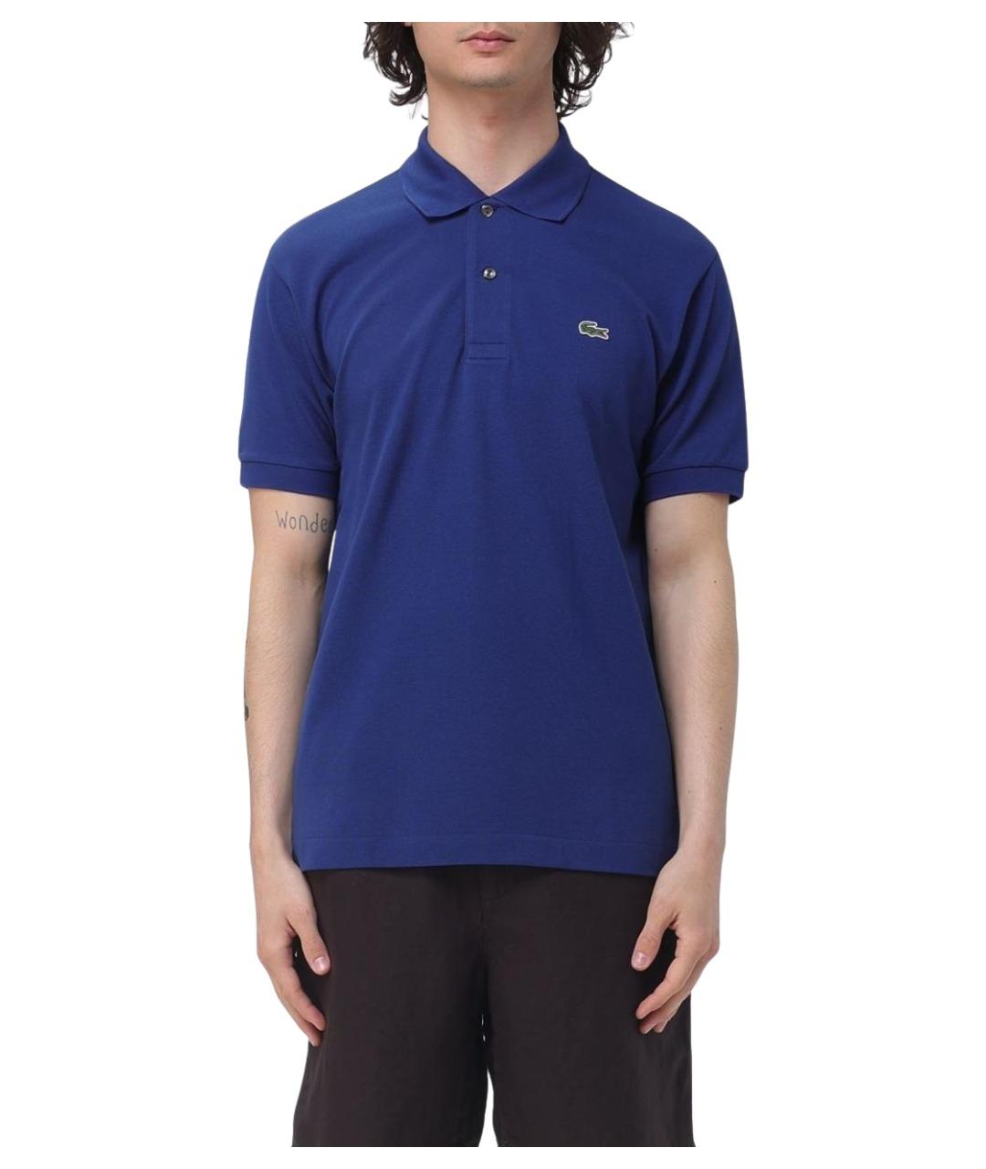 LACOSTE Синее хлопковое поло с коротким рукавом, фото 1