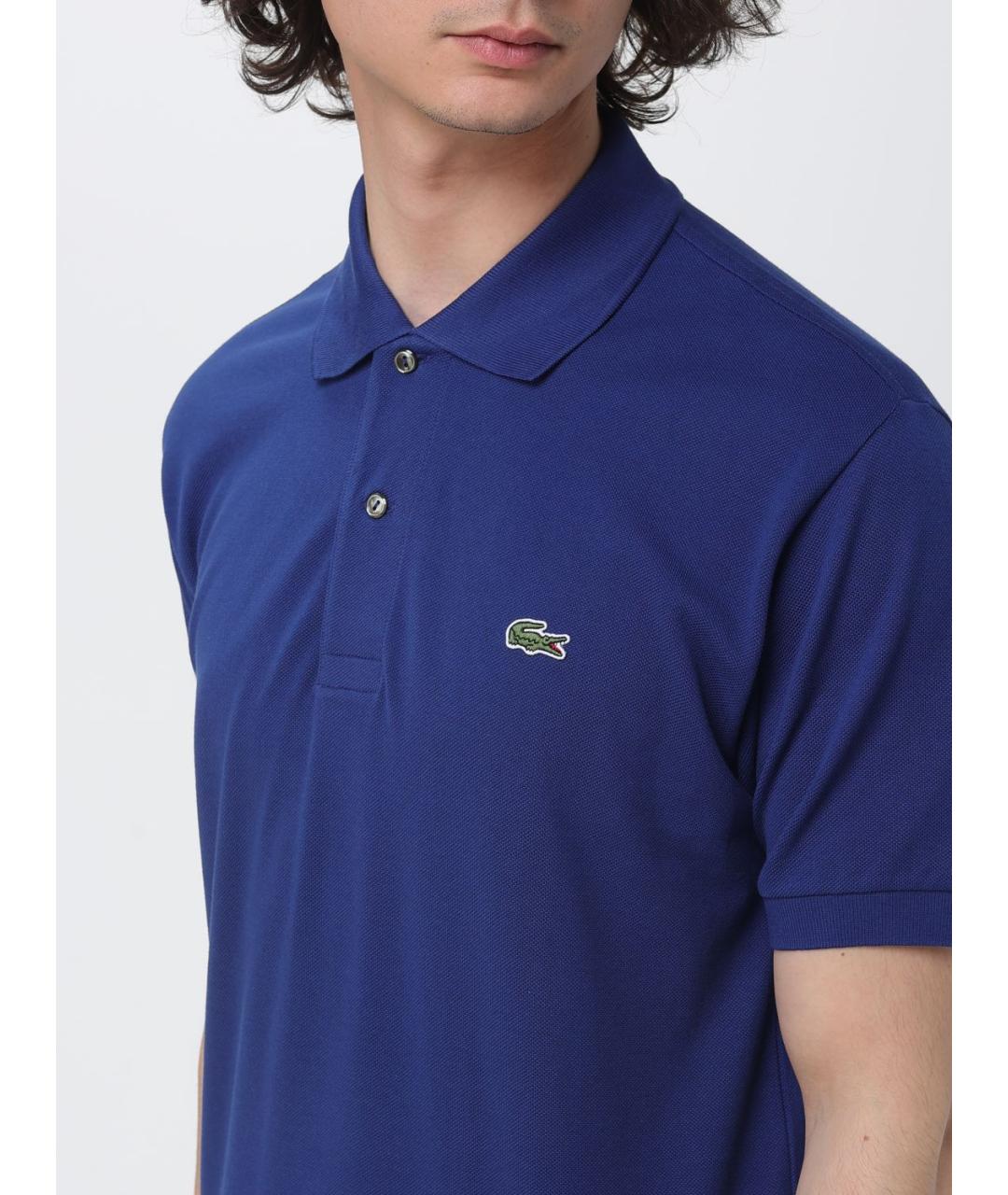 LACOSTE Синее хлопковое поло с коротким рукавом, фото 3
