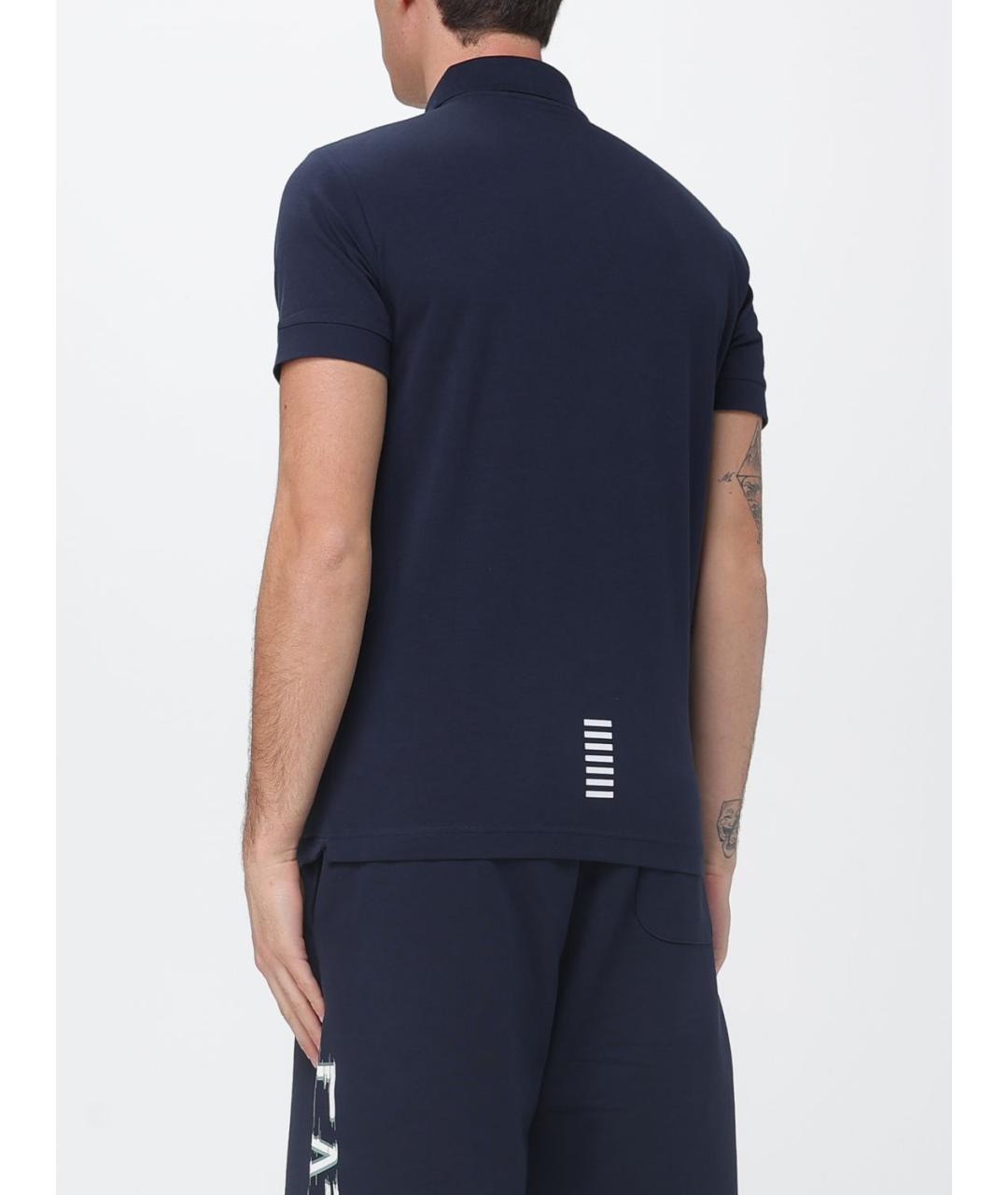 EA7 Синее хлопковое поло с коротким рукавом, фото 2