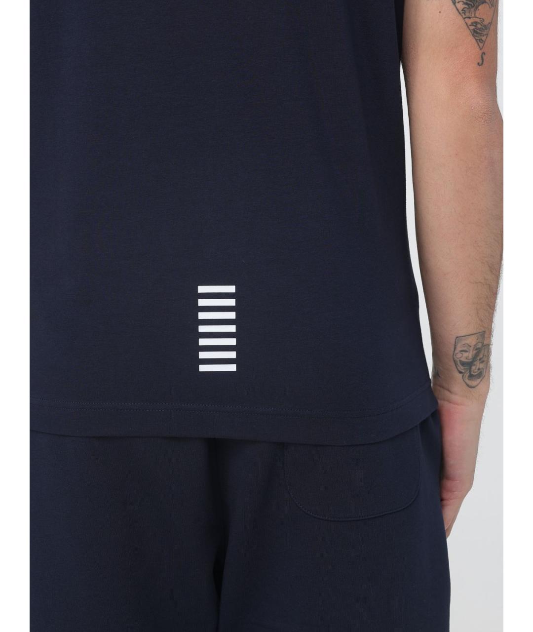 EA7 Синее хлопковое поло с коротким рукавом, фото 3