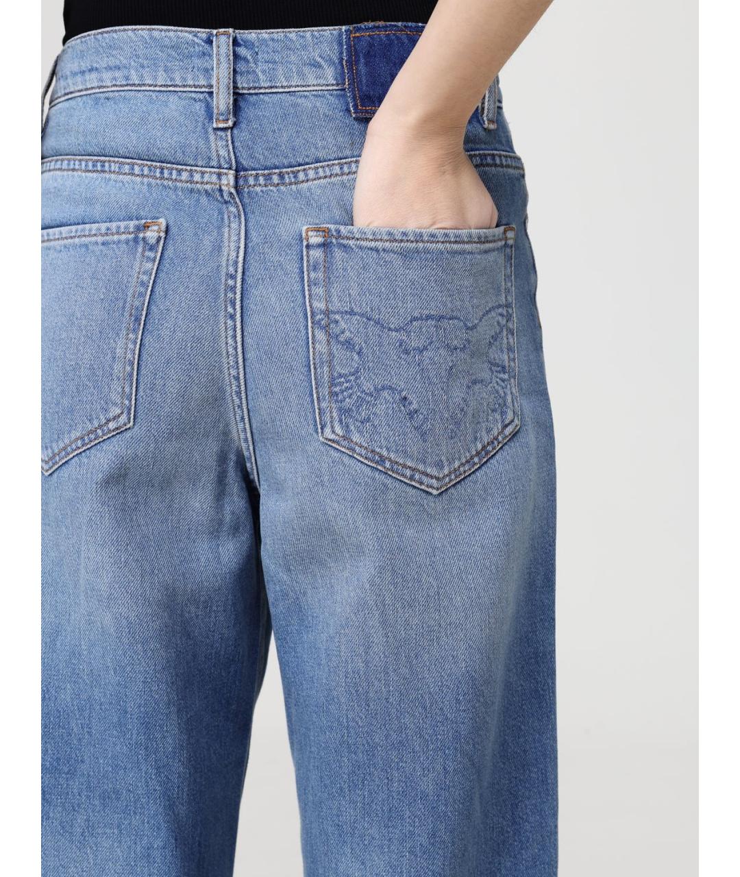 PINKO Голубые хлопковые прямые джинсы, фото 3