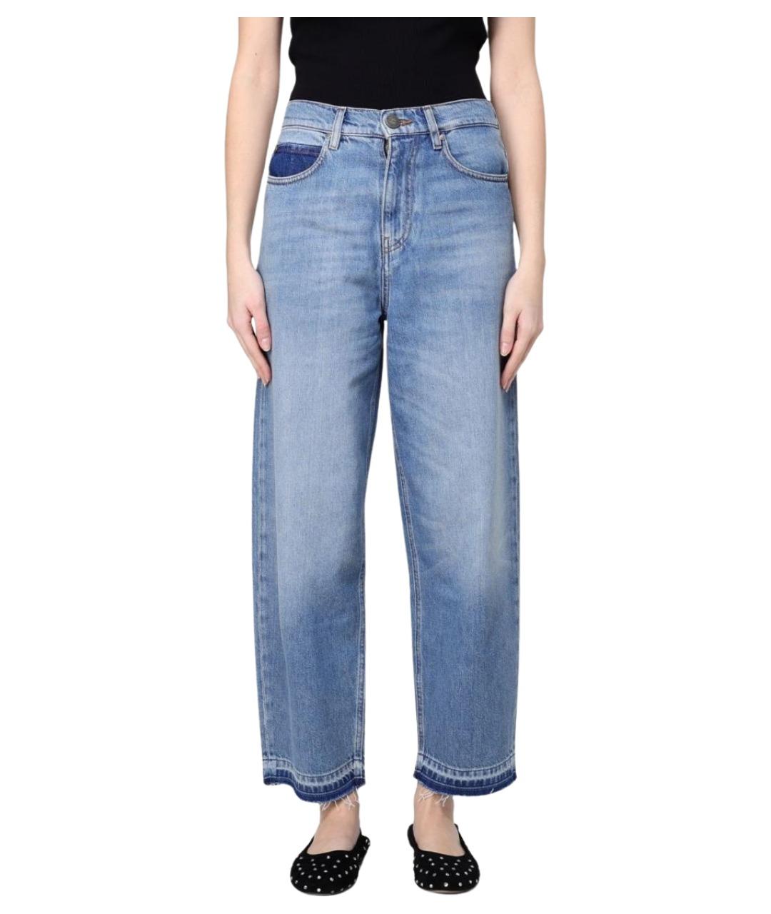 PINKO Голубые хлопковые прямые джинсы, фото 1