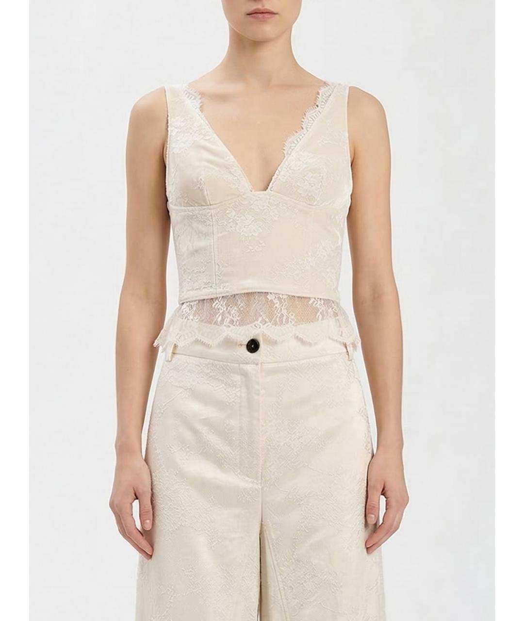 PINKO Бежевая льняная майка, фото 3