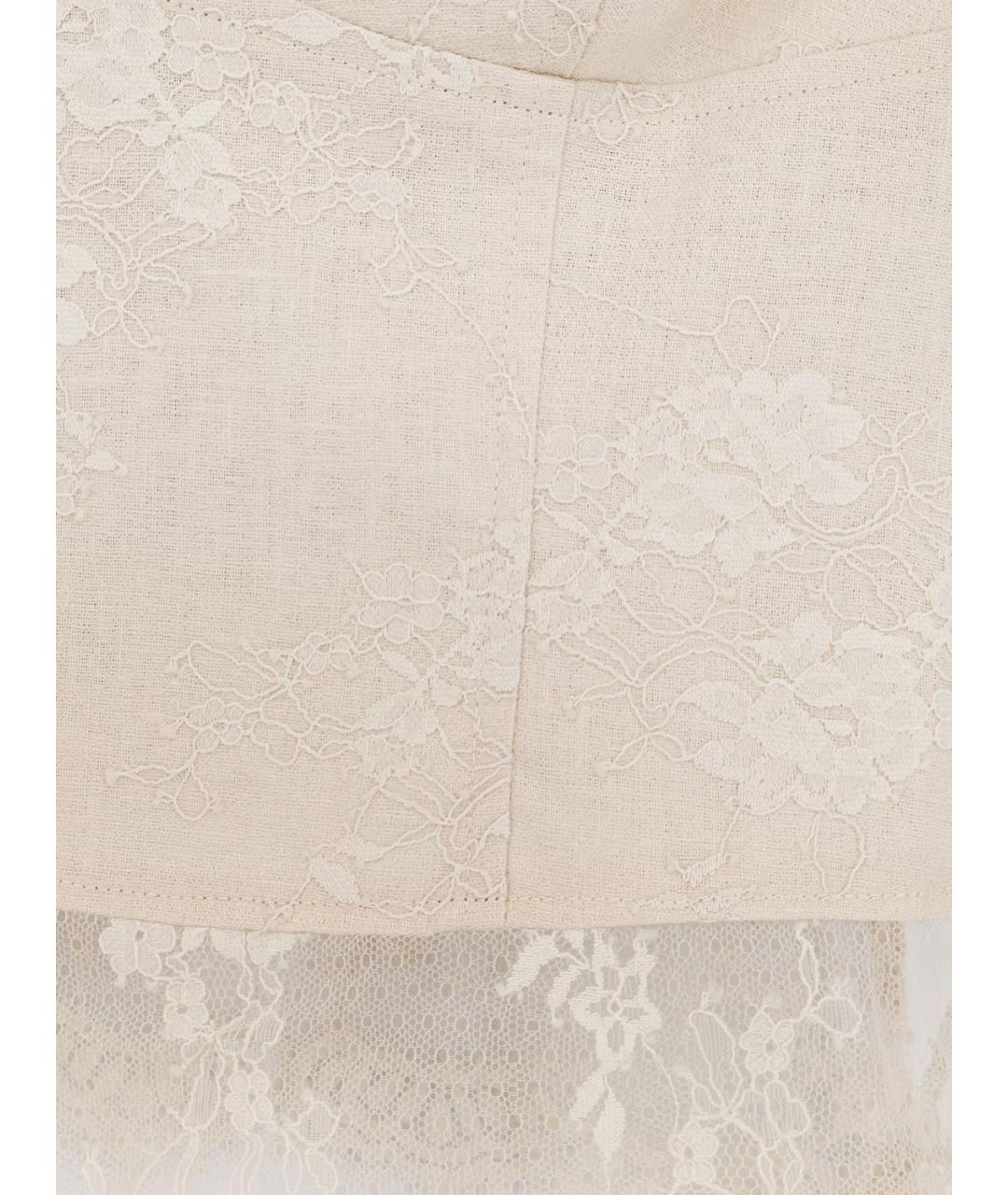 PINKO Бежевая льняная майка, фото 4