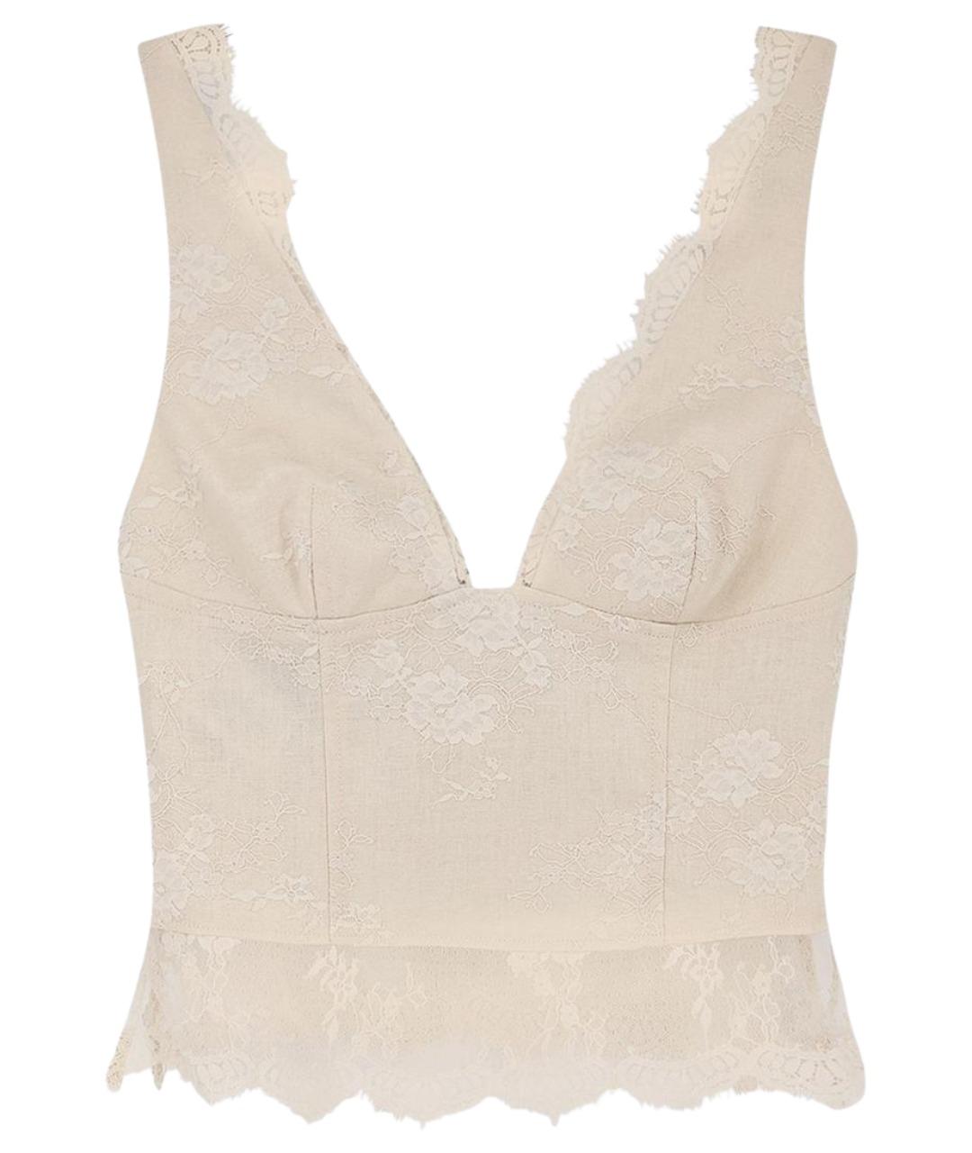 PINKO Бежевая льняная майка, фото 1