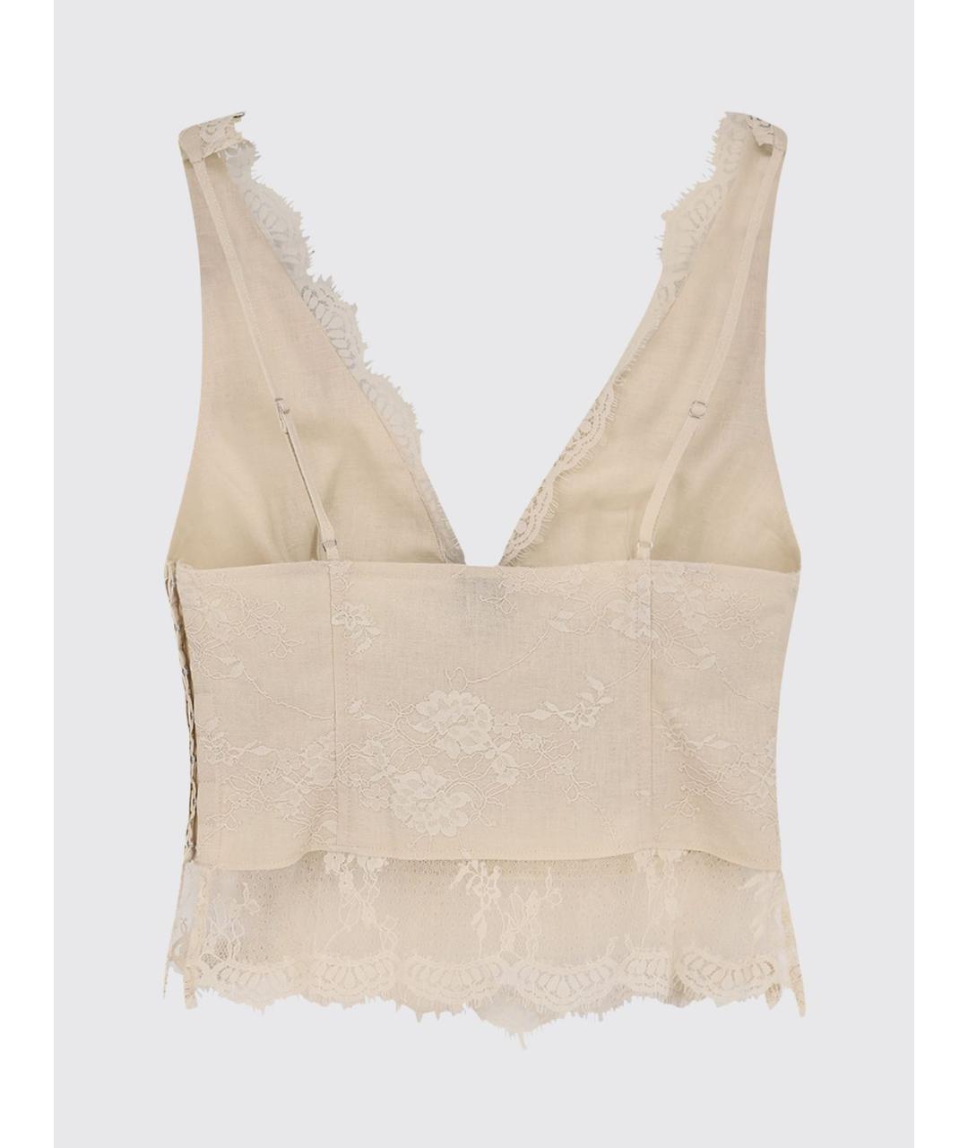 PINKO Бежевая льняная майка, фото 2