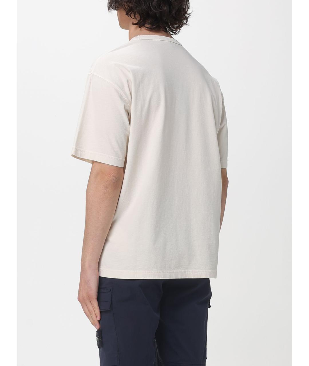 STONE ISLAND Бежевая хлопковая футболка, фото 3