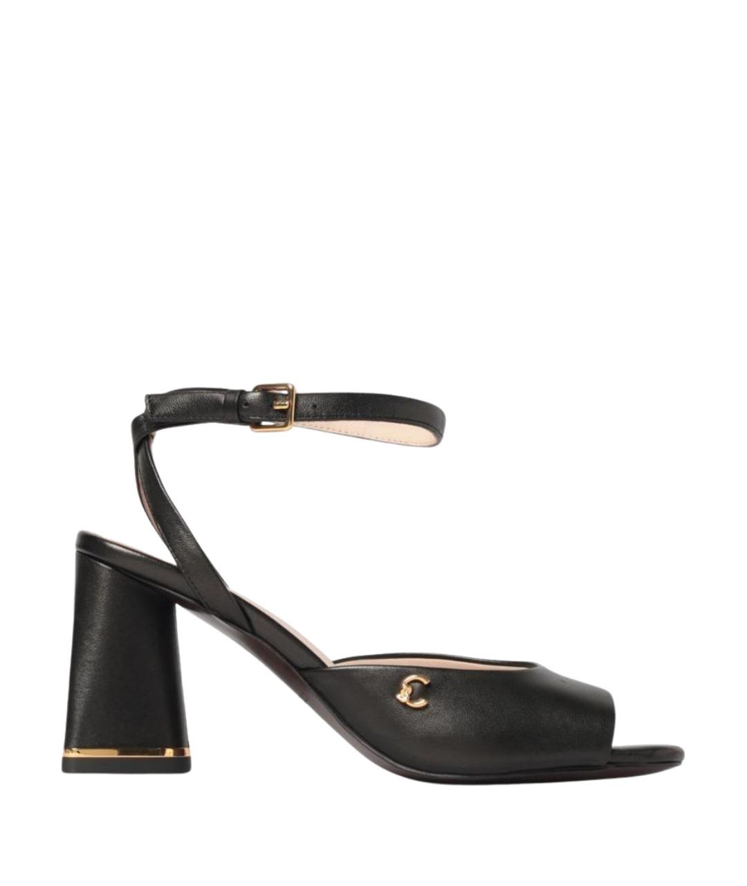 COCCINELLE Черные кожаные босоножки, фото 1
