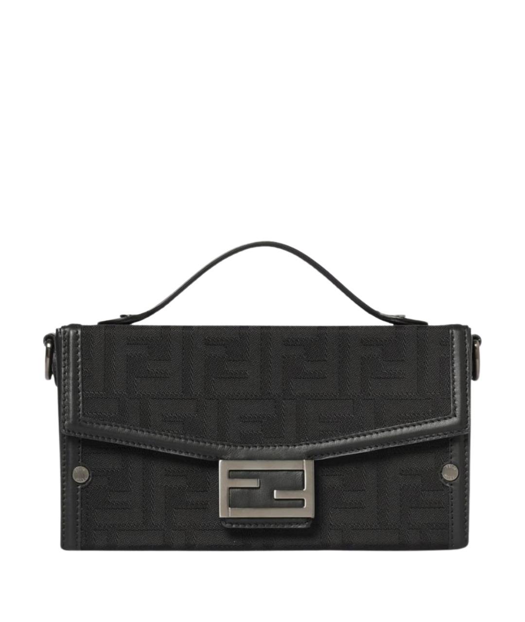 FENDI Черная жаккардовая сумка на плечо, фото 1