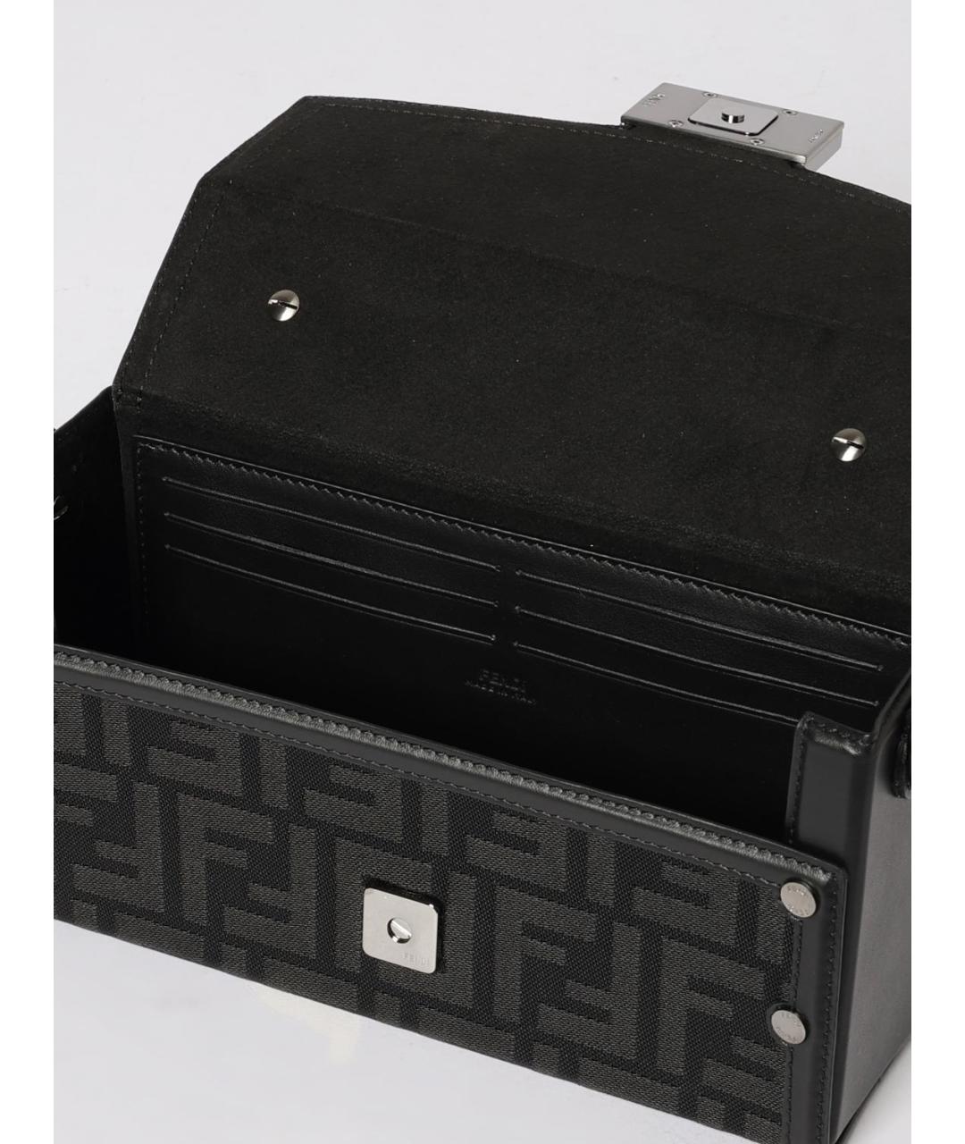 FENDI Черная жаккардовая сумка на плечо, фото 5