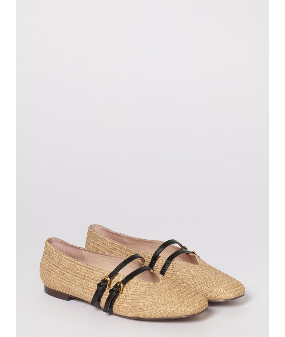 COCCINELLE Бежевые синтетические балетки, фото 2