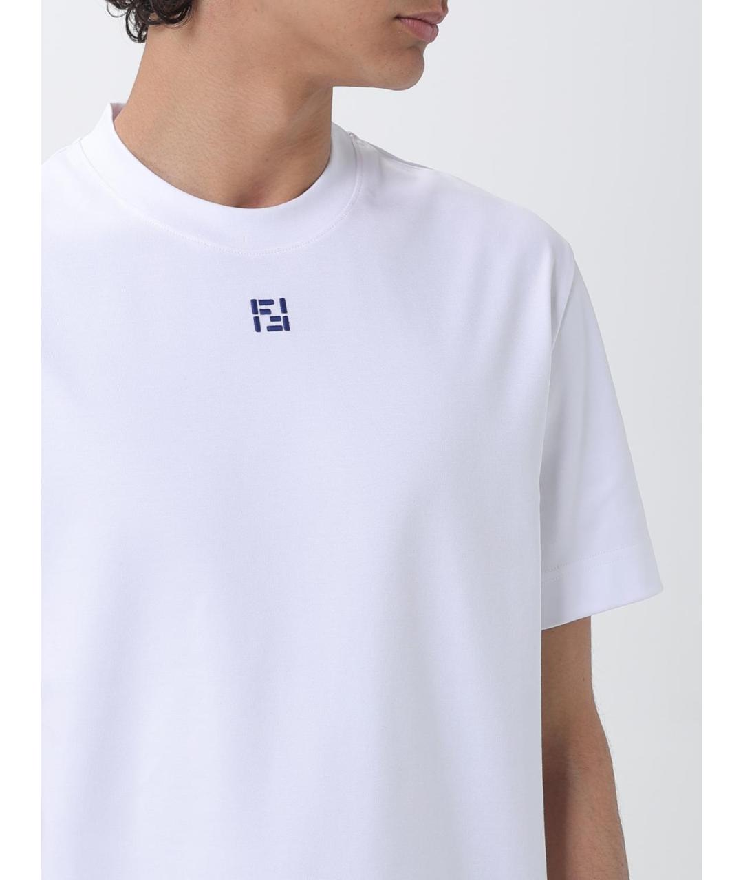 FENDI Белая хлопковая футболка, фото 4