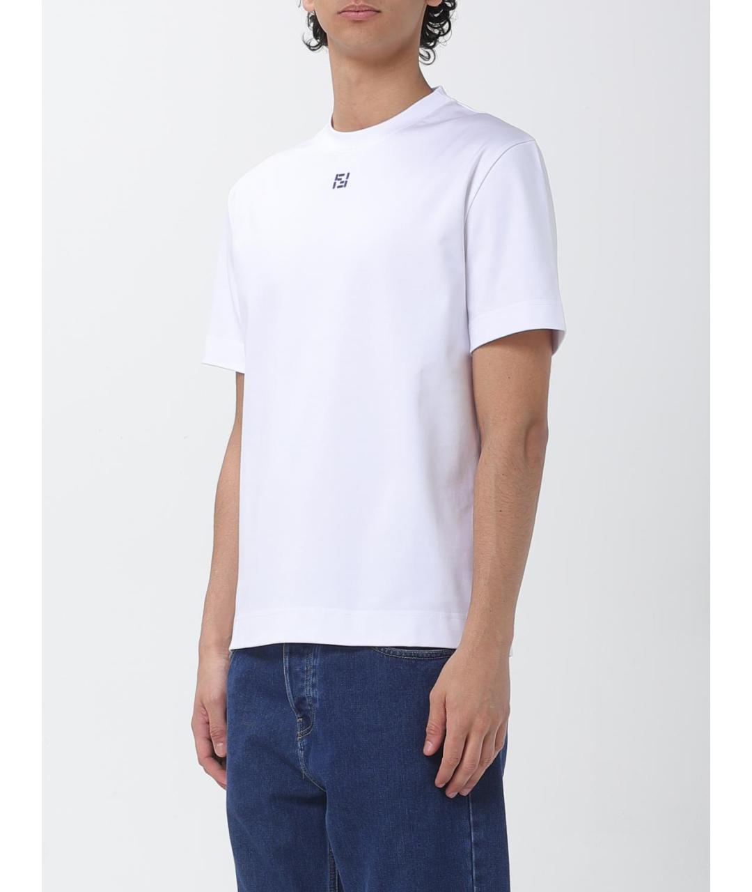 FENDI Белая хлопковая футболка, фото 3