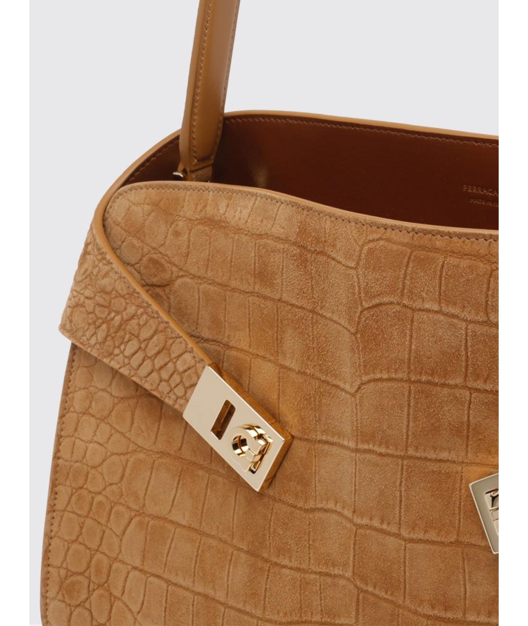 FERRAGAMO Коричневая кожаная сумка тоут, фото 4