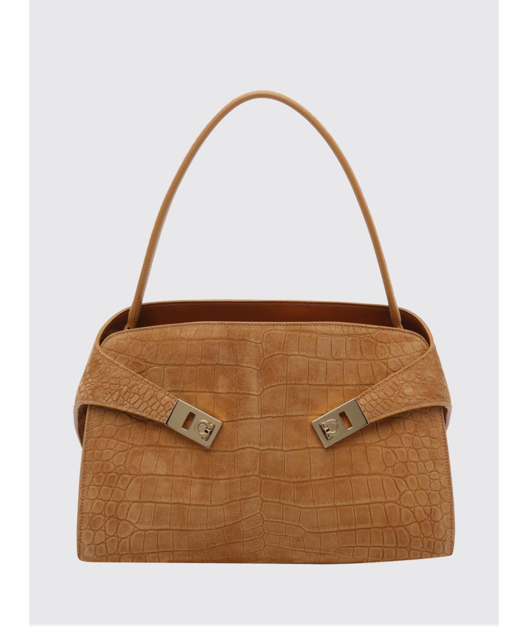 FERRAGAMO Коричневая кожаная сумка тоут, фото 5