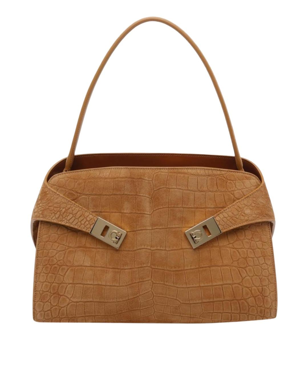 FERRAGAMO Коричневая кожаная сумка тоут, фото 1