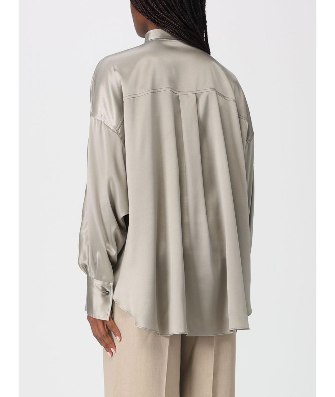 BRUNELLO CUCINELLI Серебряная шелковая рубашка, фото 3