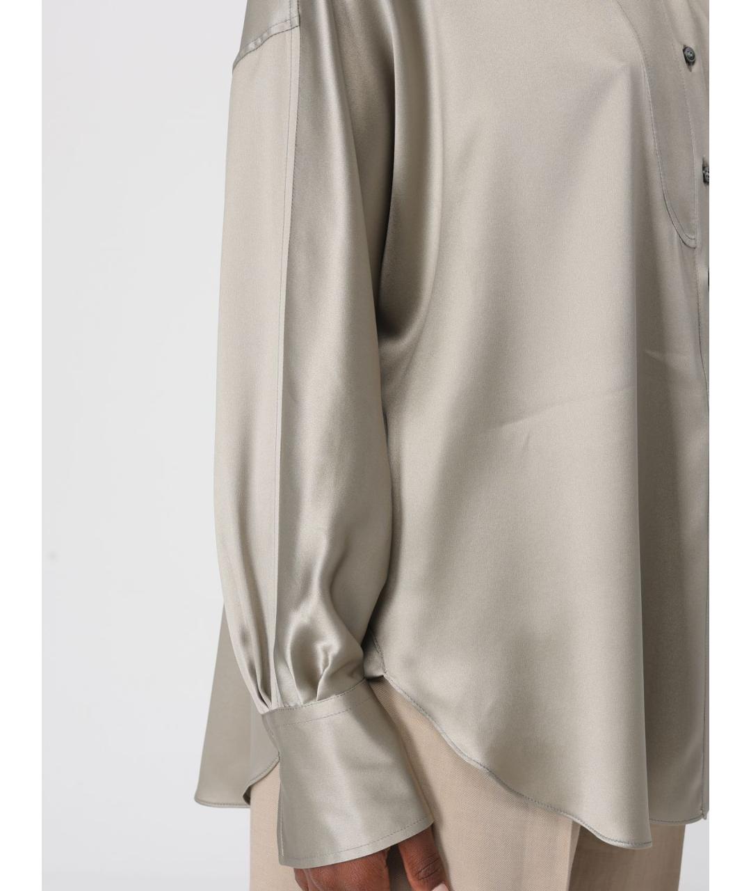 BRUNELLO CUCINELLI Серебряная шелковая рубашка, фото 5