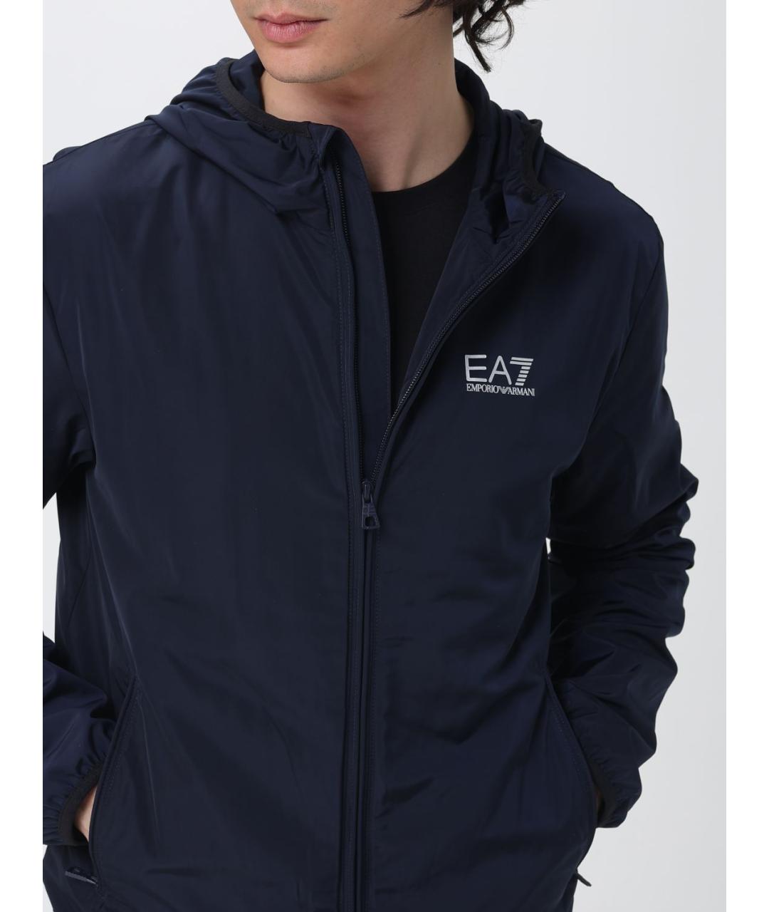 EA7 Синяя полиэстеровая куртка, фото 4
