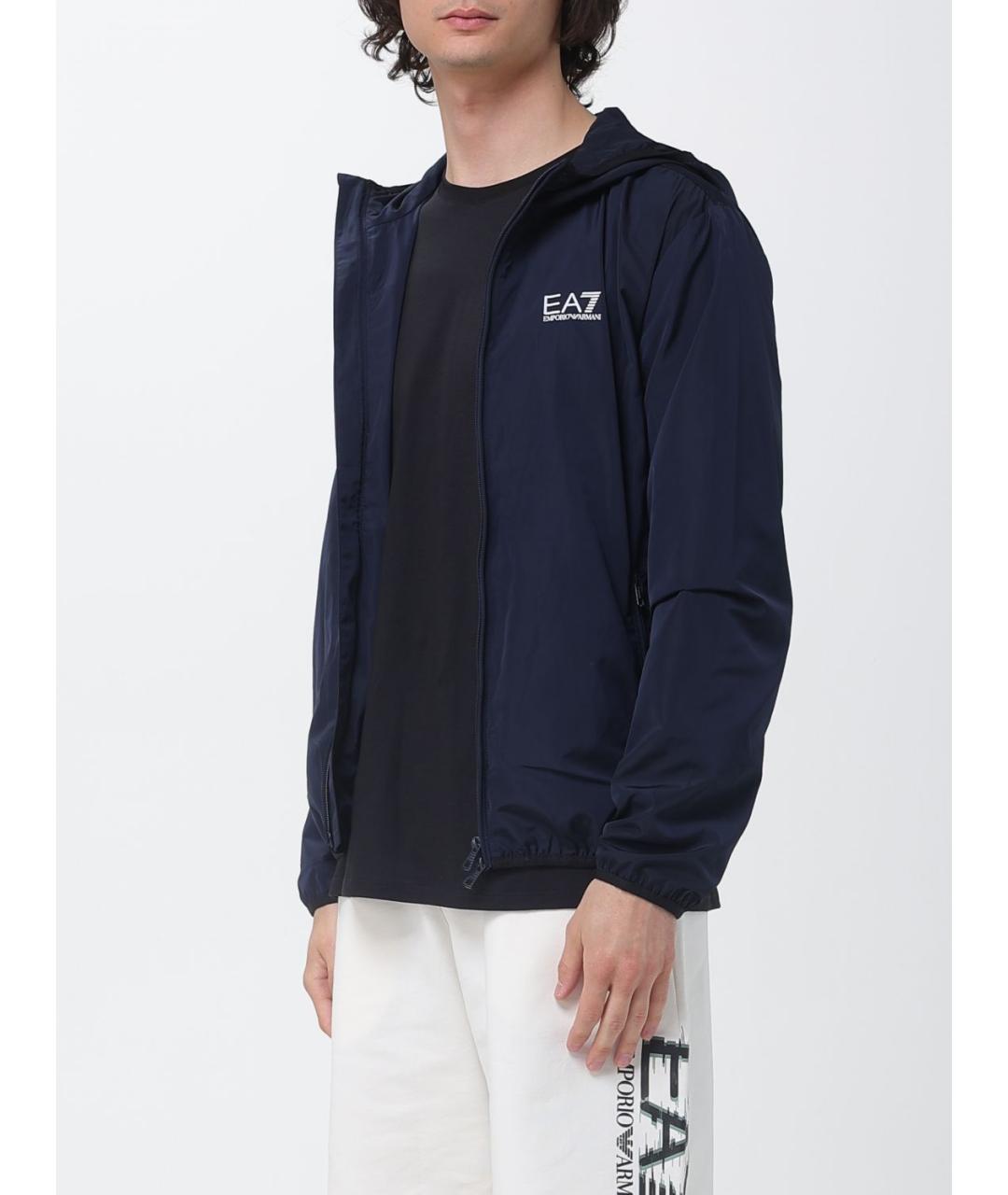 EA7 Синяя полиэстеровая куртка, фото 3