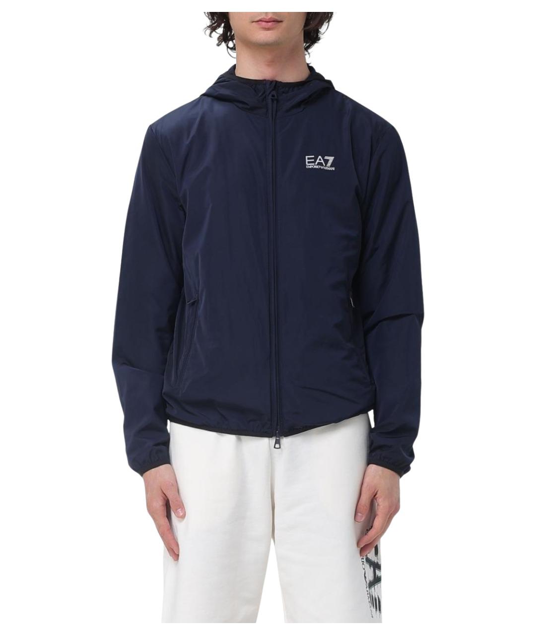 EA7 Синяя полиэстеровая куртка, фото 1