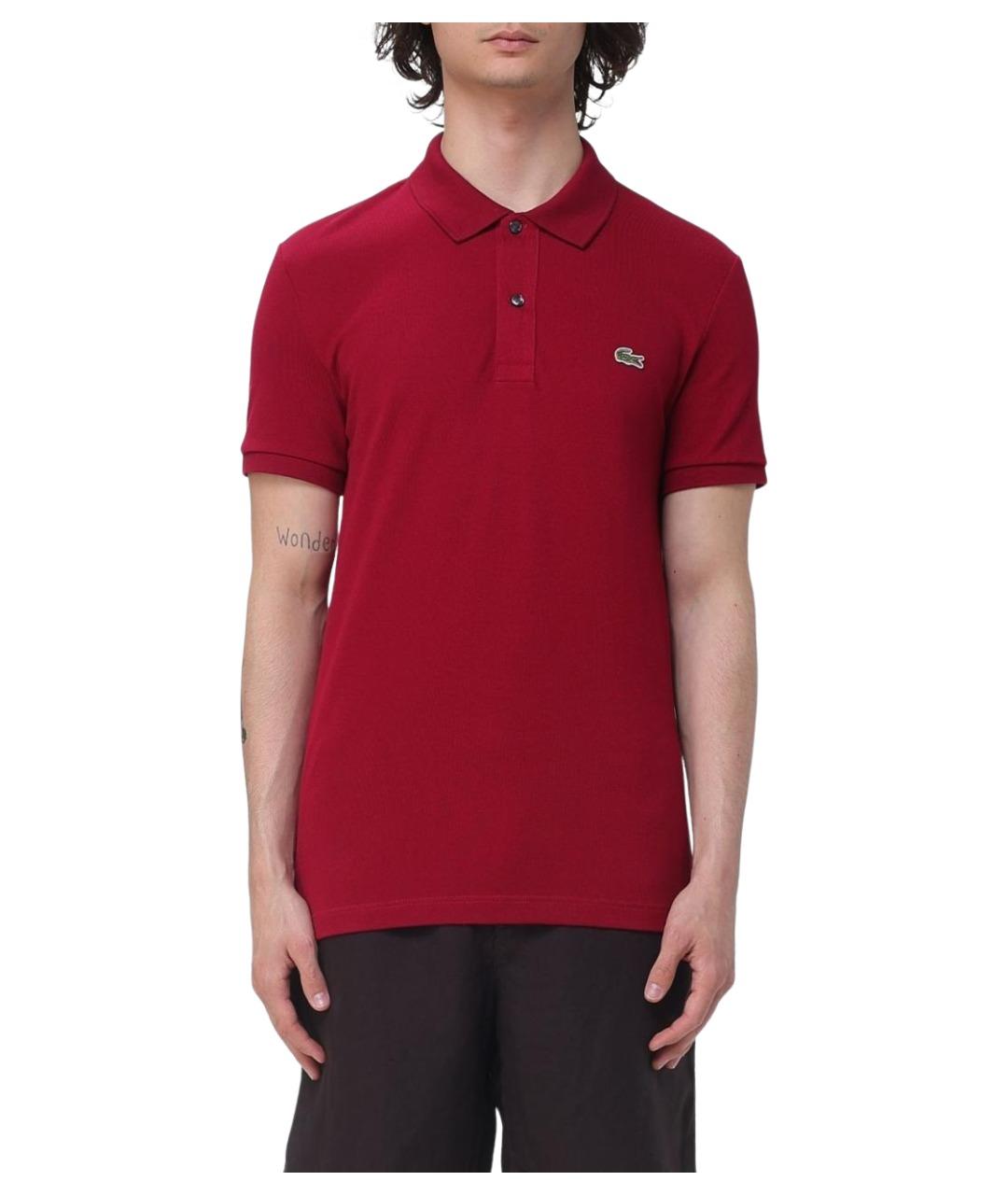 LACOSTE Бордовое хлопковое поло с коротким рукавом, фото 1