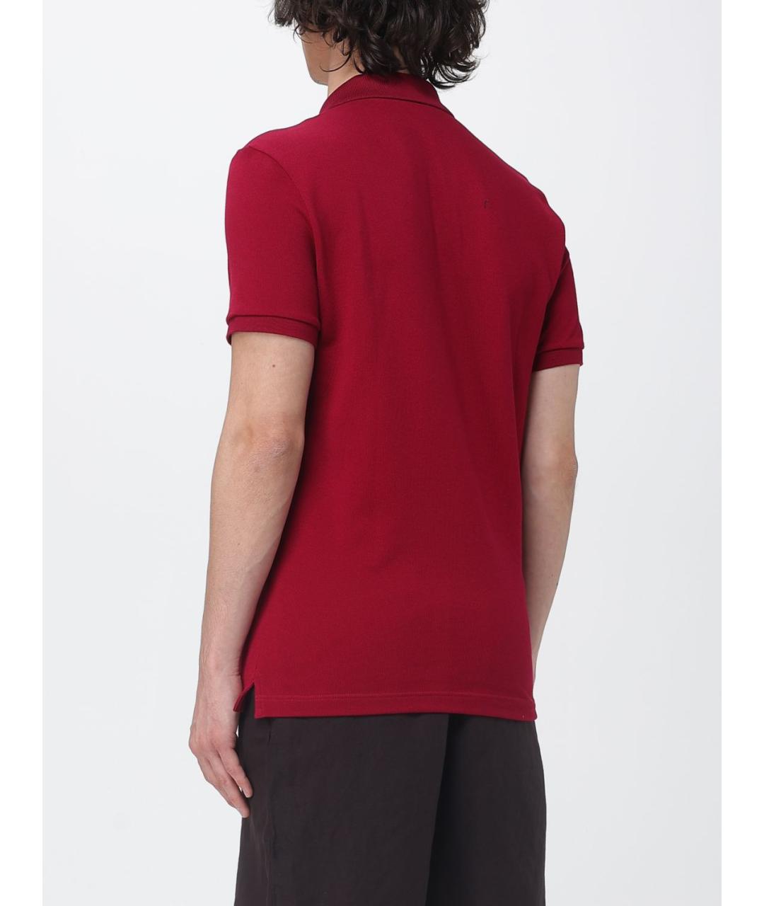 LACOSTE Бордовое хлопковое поло с коротким рукавом, фото 2