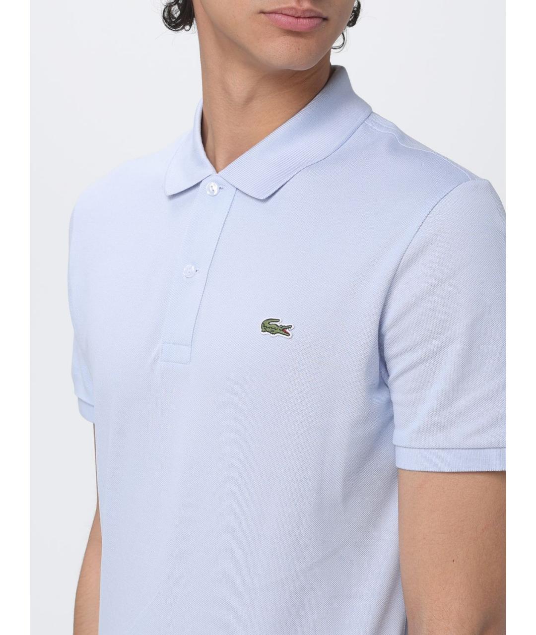 LACOSTE Голубое хлопковое поло с коротким рукавом, фото 3