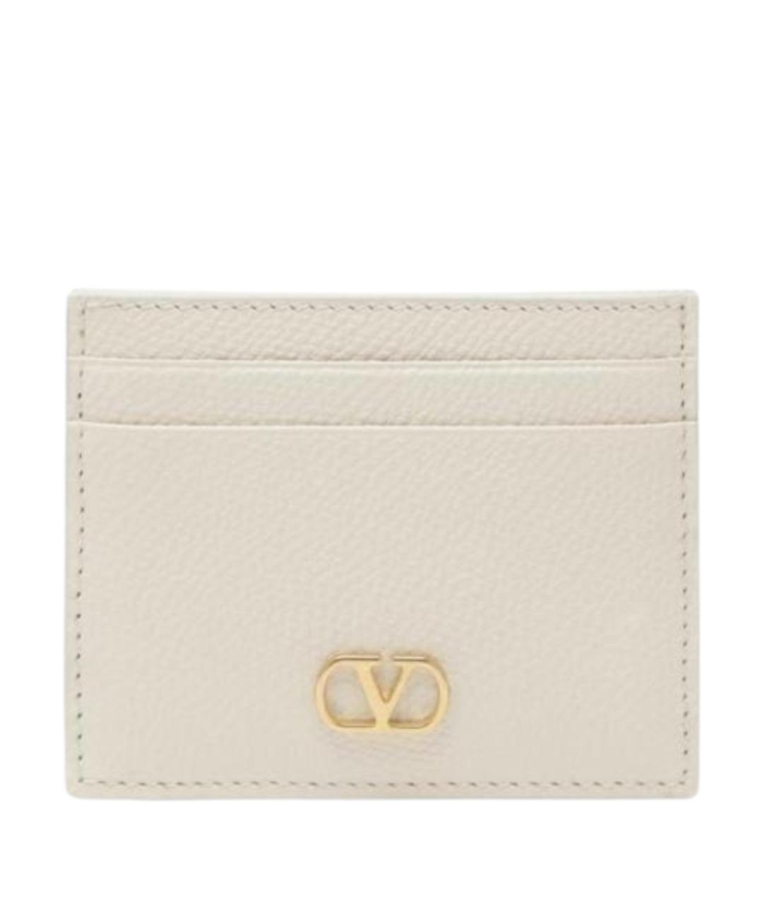 VALENTINO Бежевый кожаный кардхолдер, фото 1