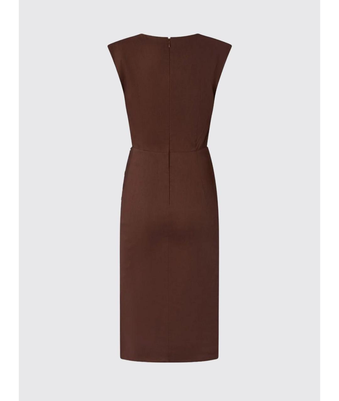 PINKO Коричневое льняное повседневное платье, фото 2