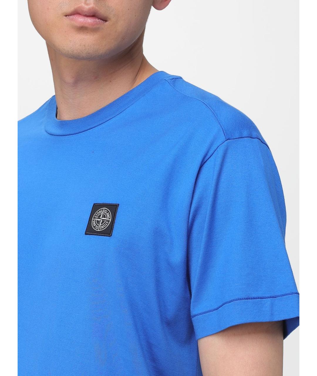 STONE ISLAND Синяя хлопковая футболка, фото 3
