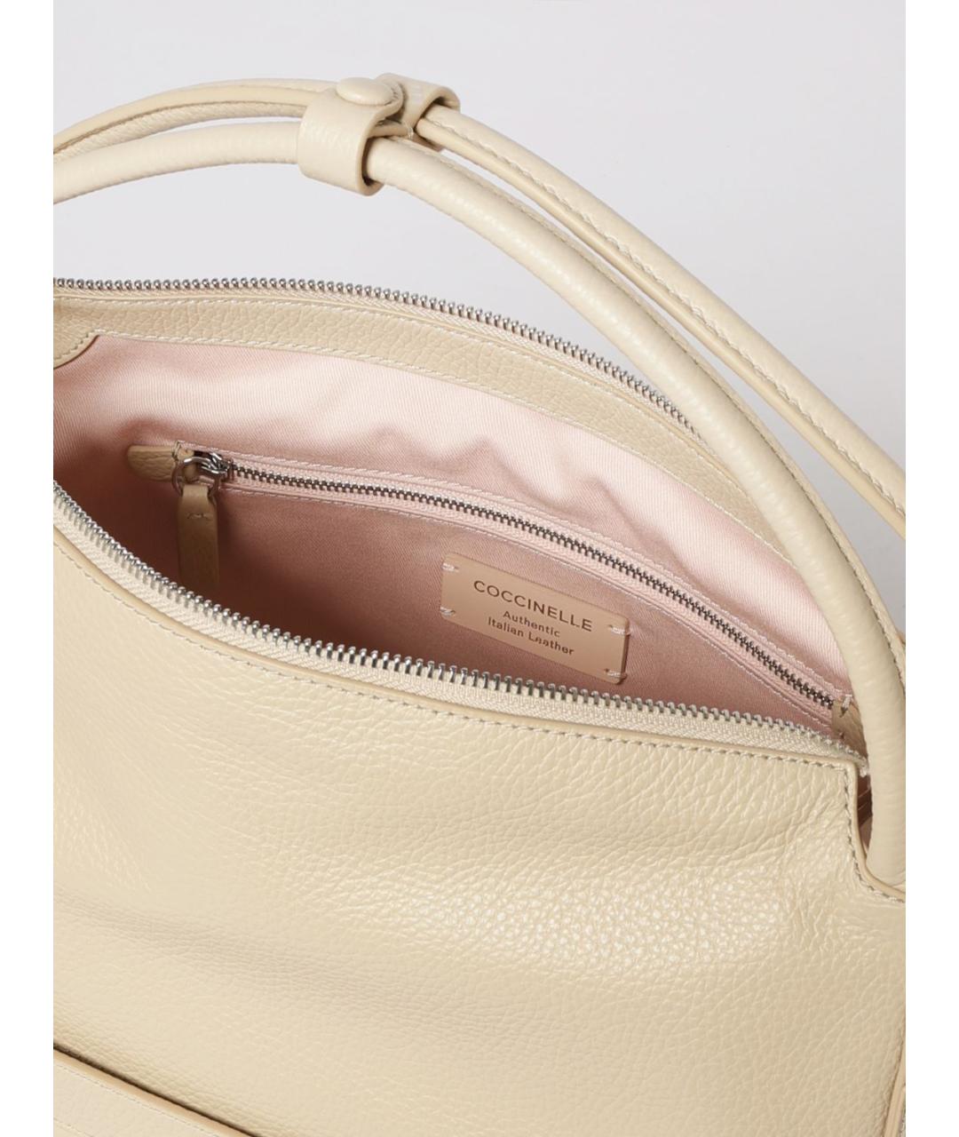 COCCINELLE Бежевая кожаная сумка с короткими ручками, фото 3
