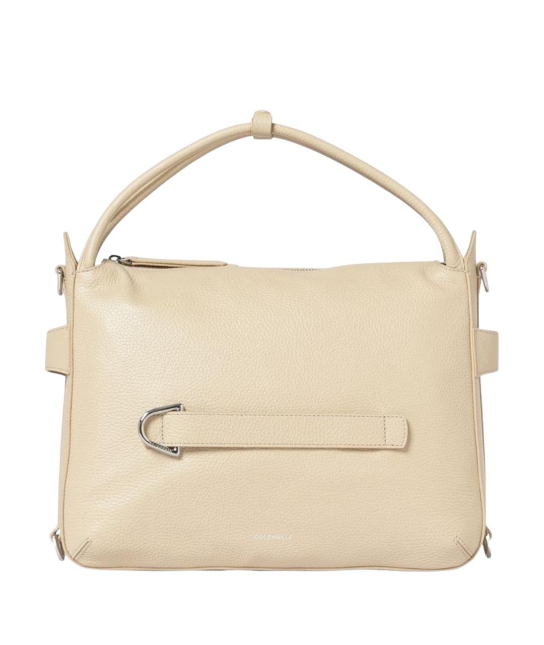 COCCINELLE Бежевая кожаная сумка с короткими ручками, фото 1