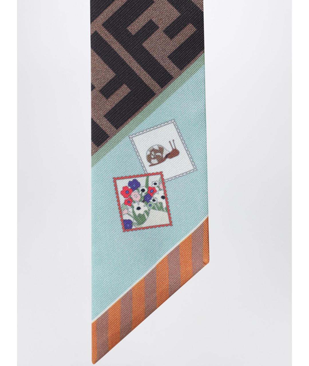 FENDI Зеленый шелковый шарф, фото 2