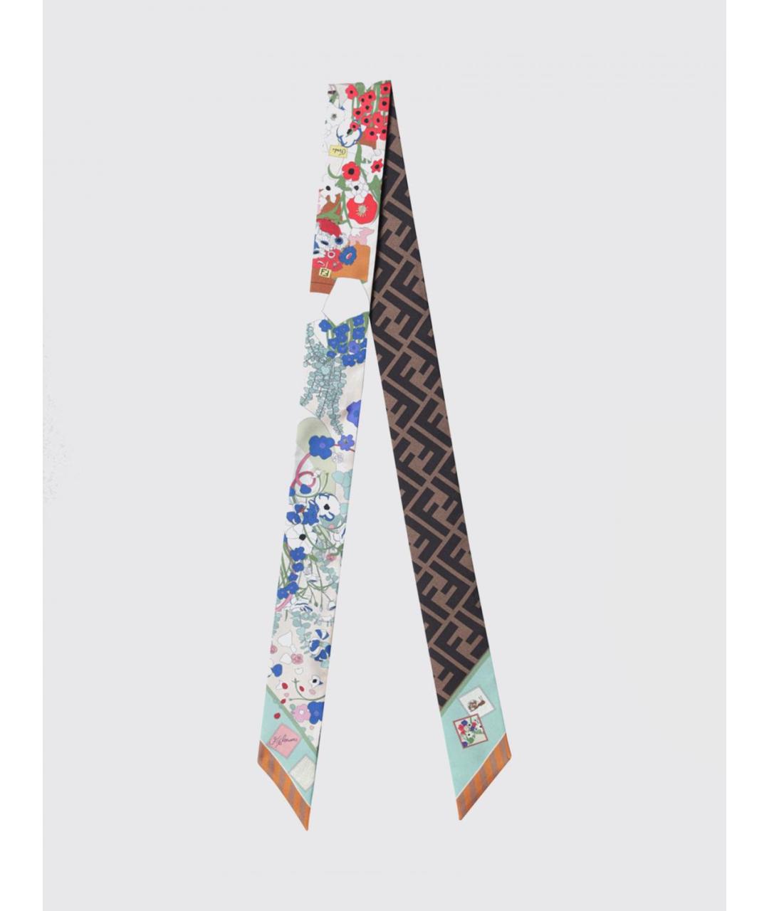 FENDI Зеленый шелковый шарф, фото 3