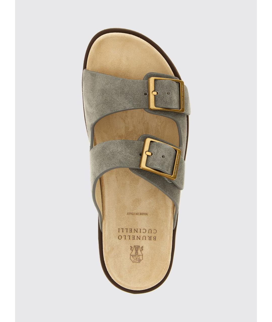 BRUNELLO CUCINELLI Серые замшевые сандалии, фото 4