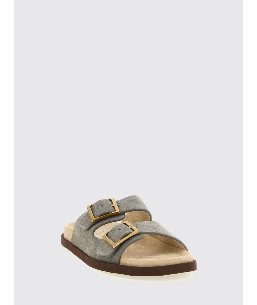 BRUNELLO CUCINELLI Серые замшевые сандалии, фото 2
